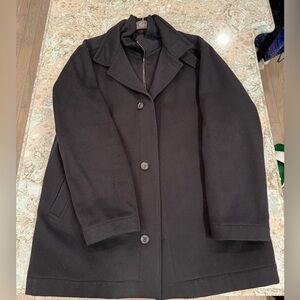 Men’s Hugo Boss Cashmere Wool Black Pea Coat Size 46 regular